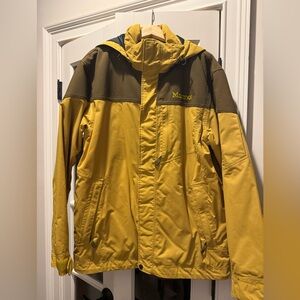 Men’s Marmot Insulated Ski Jacket Mustard Yellow Brown Size L